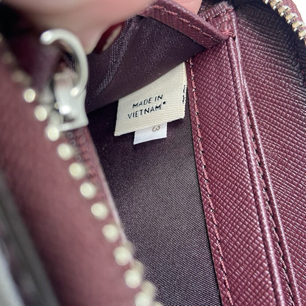 Coach Darcy Burgundy Grosgrain Leather Bow Accordion Zip-Around Wallet Org $275 - Picture 8 of 9